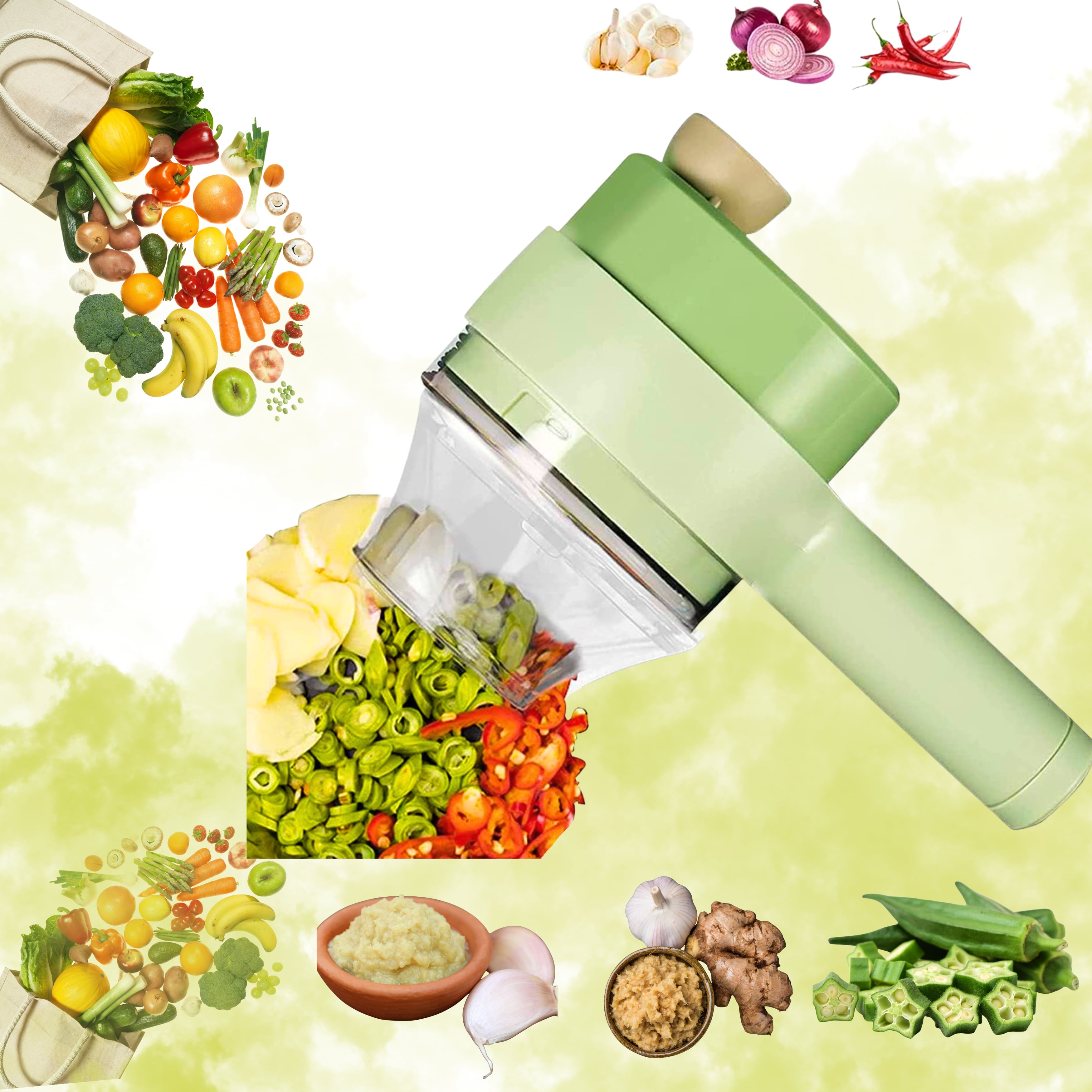 4-in-1 Vegetable Chopper – Quick & Easy Cooking - Chop, dice, slice, and grate your vegetables effortlessly