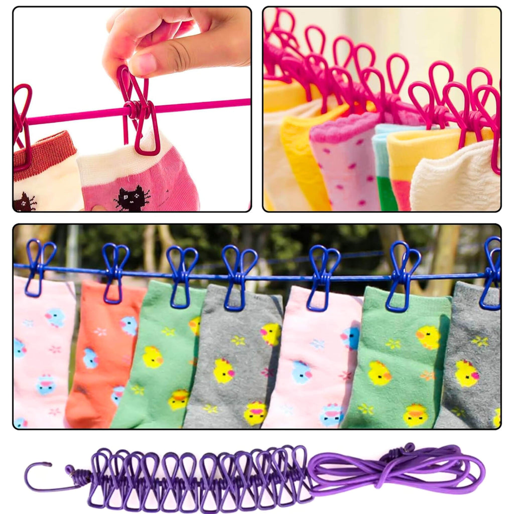 Clothes Drying Rope with Hooks – Sturdy & Space-Saving Laundry Solution