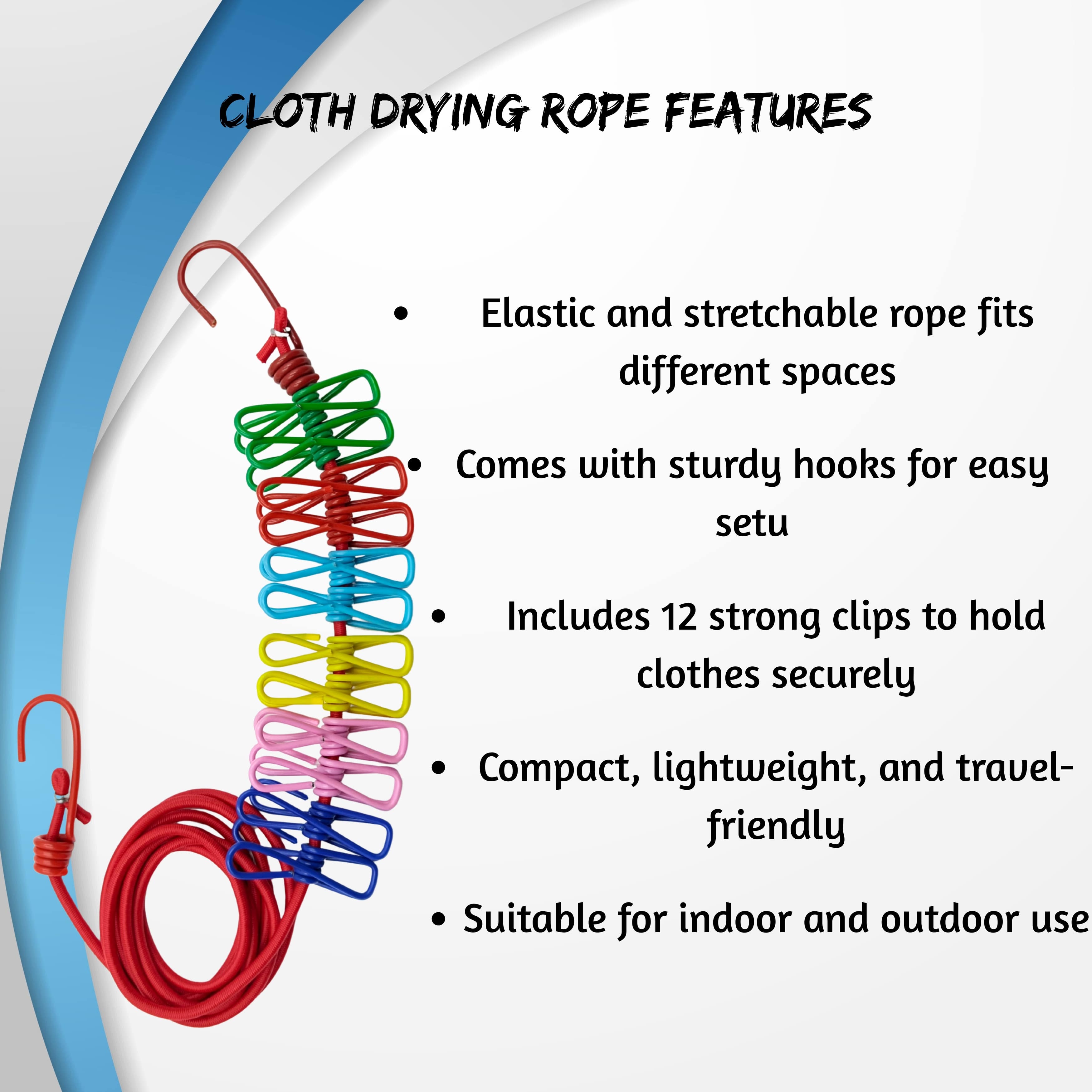 Clothes Drying Rope with Hooks – Sturdy & Space-Saving Laundry Solution
