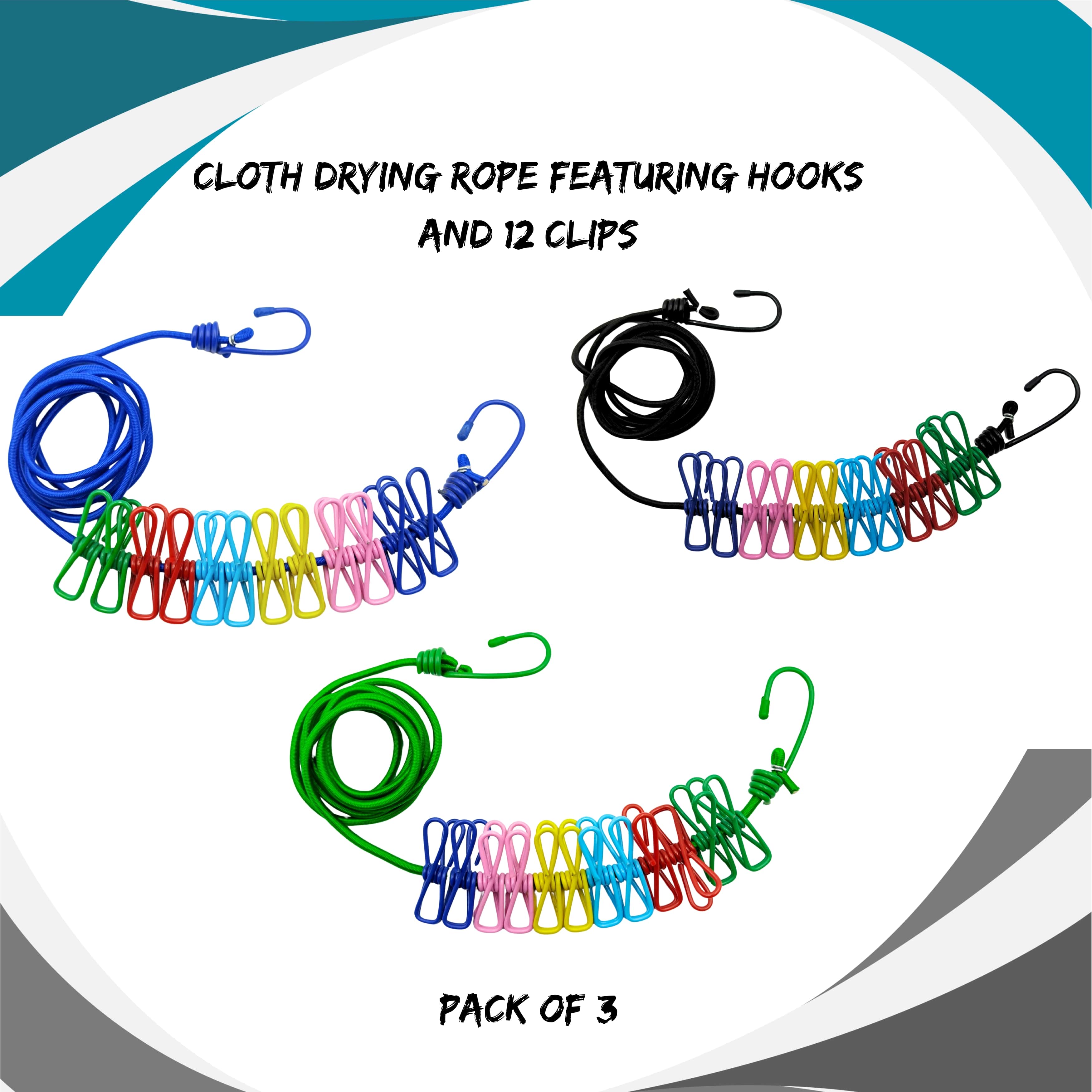 Clothes Drying Rope with Hooks – Sturdy & Space-Saving Laundry Solution