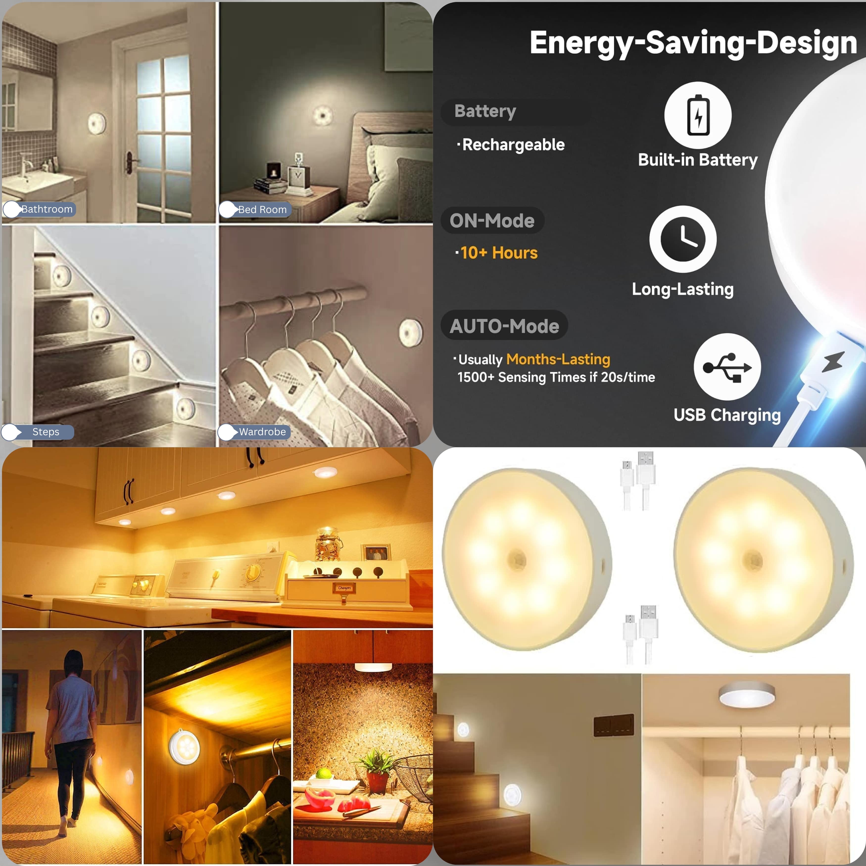 Portable Sensor Light – Motion-Activated & Energy-Saving, portable, motion-activated sensor # Pack of 2 light—perfect for closets, stairs, bathrooms, and more.