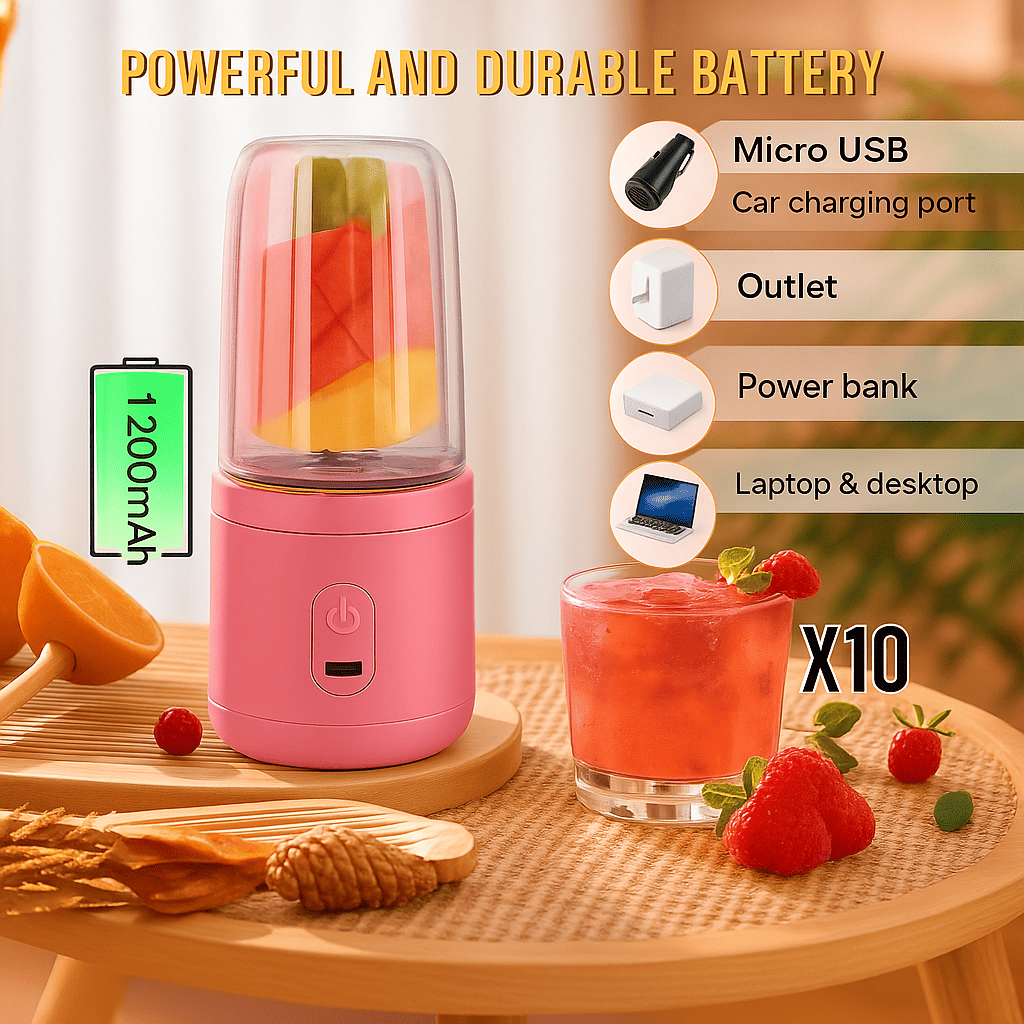 Portable Juicer – Fresh Juice Anytime, Anywhere - Enjoy fresh, healthy juice on the go with this compact, USB-powered portable juicer—perfect for home, office, or travel.