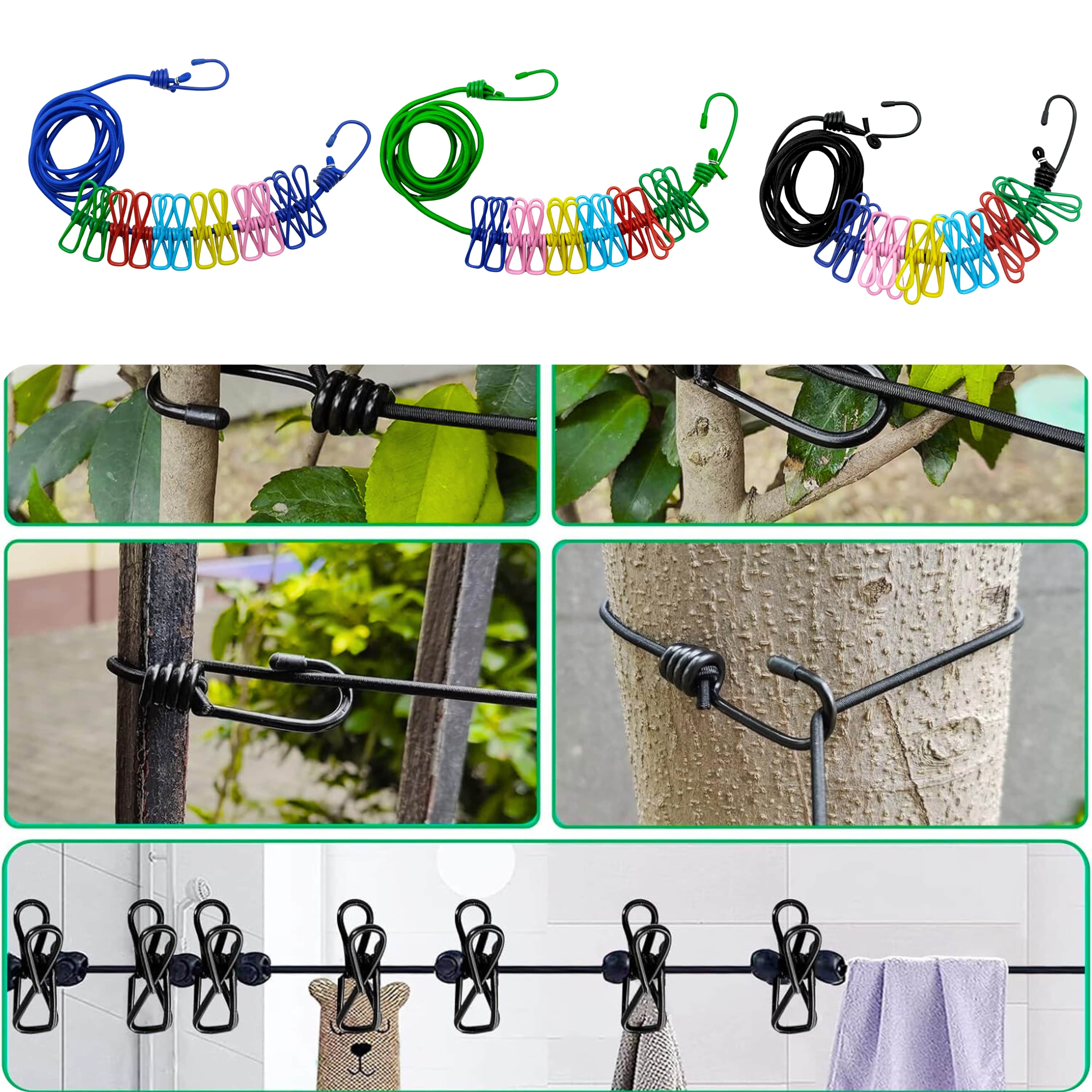 Clothes Drying Rope with Hooks – Sturdy & Space-Saving Laundry Solution