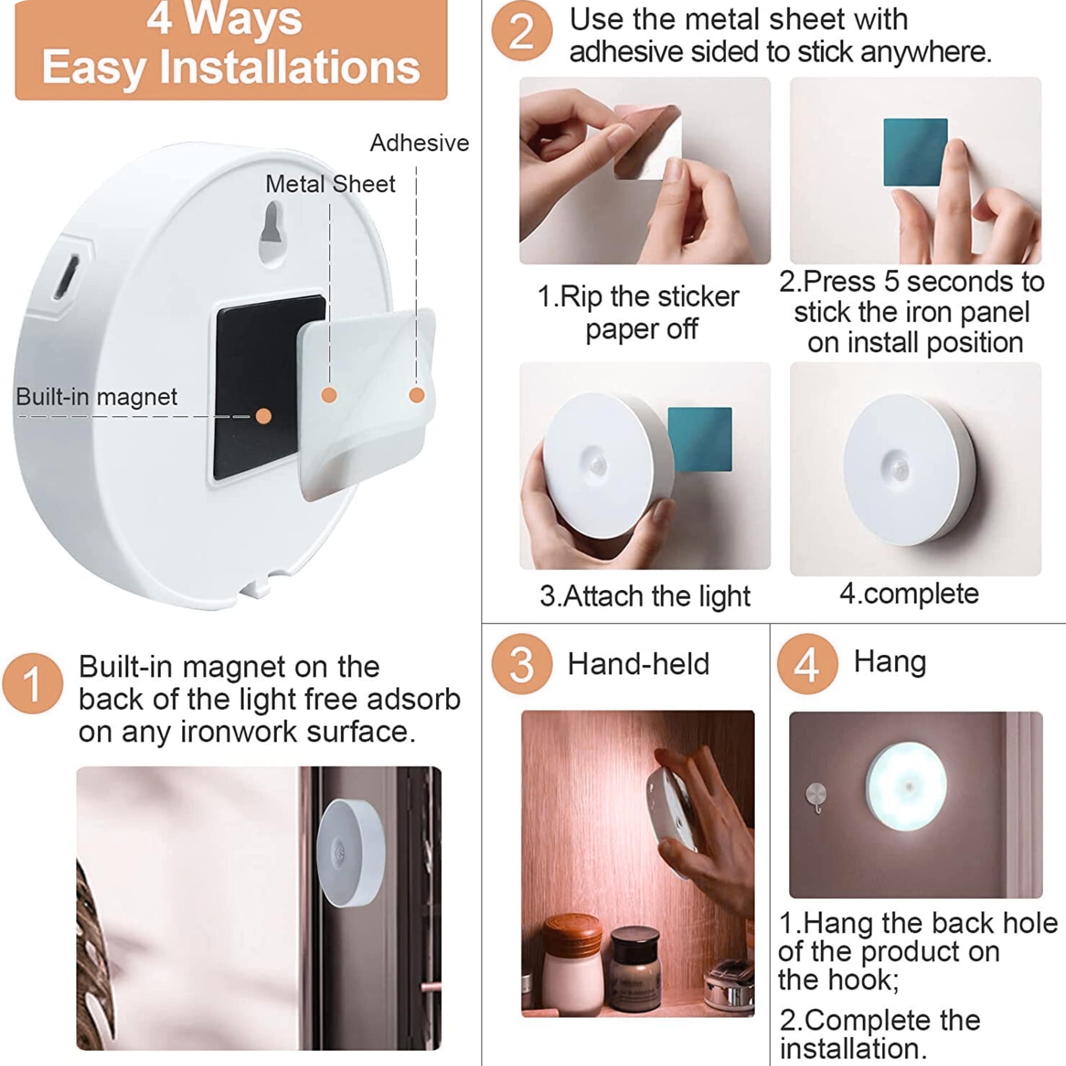 Portable Sensor Light – Motion-Activated & Energy-Saving, portable, motion-activated sensor # Pack of 2 light—perfect for closets, stairs, bathrooms, and more.