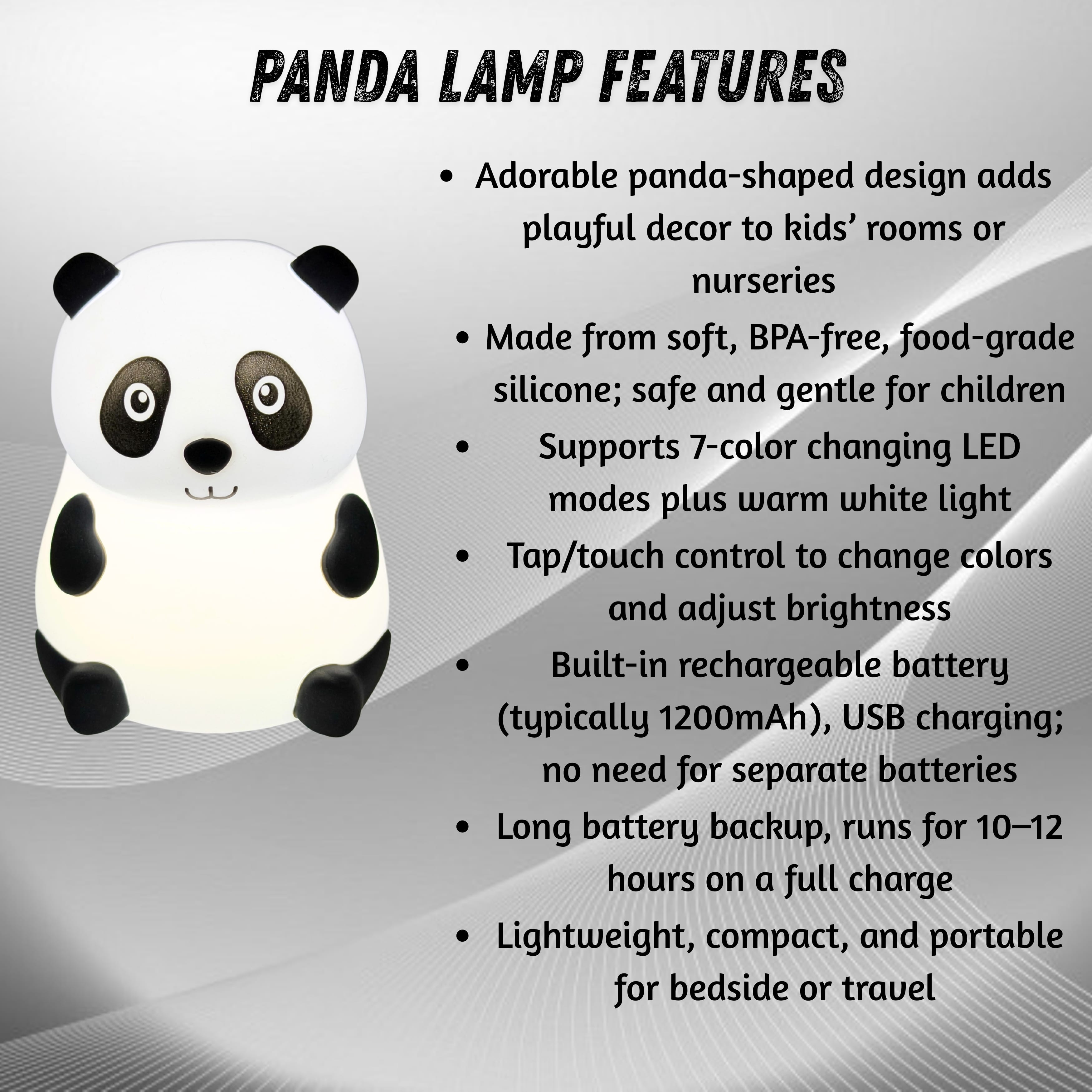 Cute Panda Lamp – Soft Glow Night Light for Kids & Home, Add a touch of cuteness and warmth with this Panda Lamp—perfect for children’s rooms, nurseries, or cozy corners.