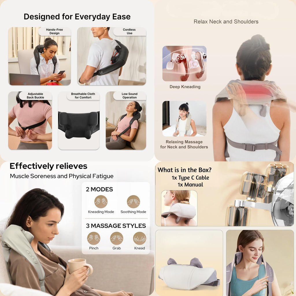 Neck Massager – Relaxation & Pain Relief Anytime, Anywhere, Soothe stiff muscles and relieve tension with this portable neck massager—perfect for home, office, or travel.