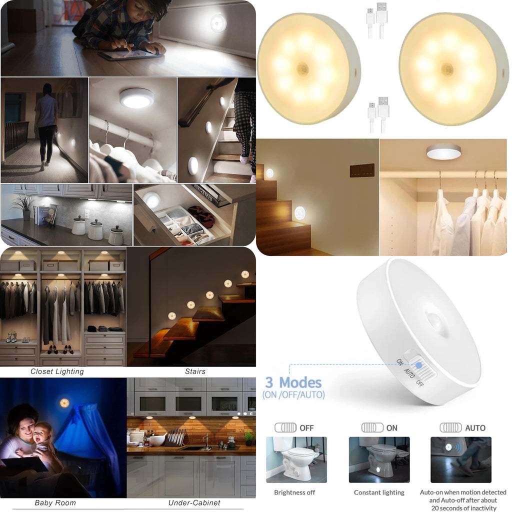 Portable Sensor Light – Motion-Activated & Energy-Saving, portable, motion-activated sensor # Pack of 2 light—perfect for closets, stairs, bathrooms, and more.