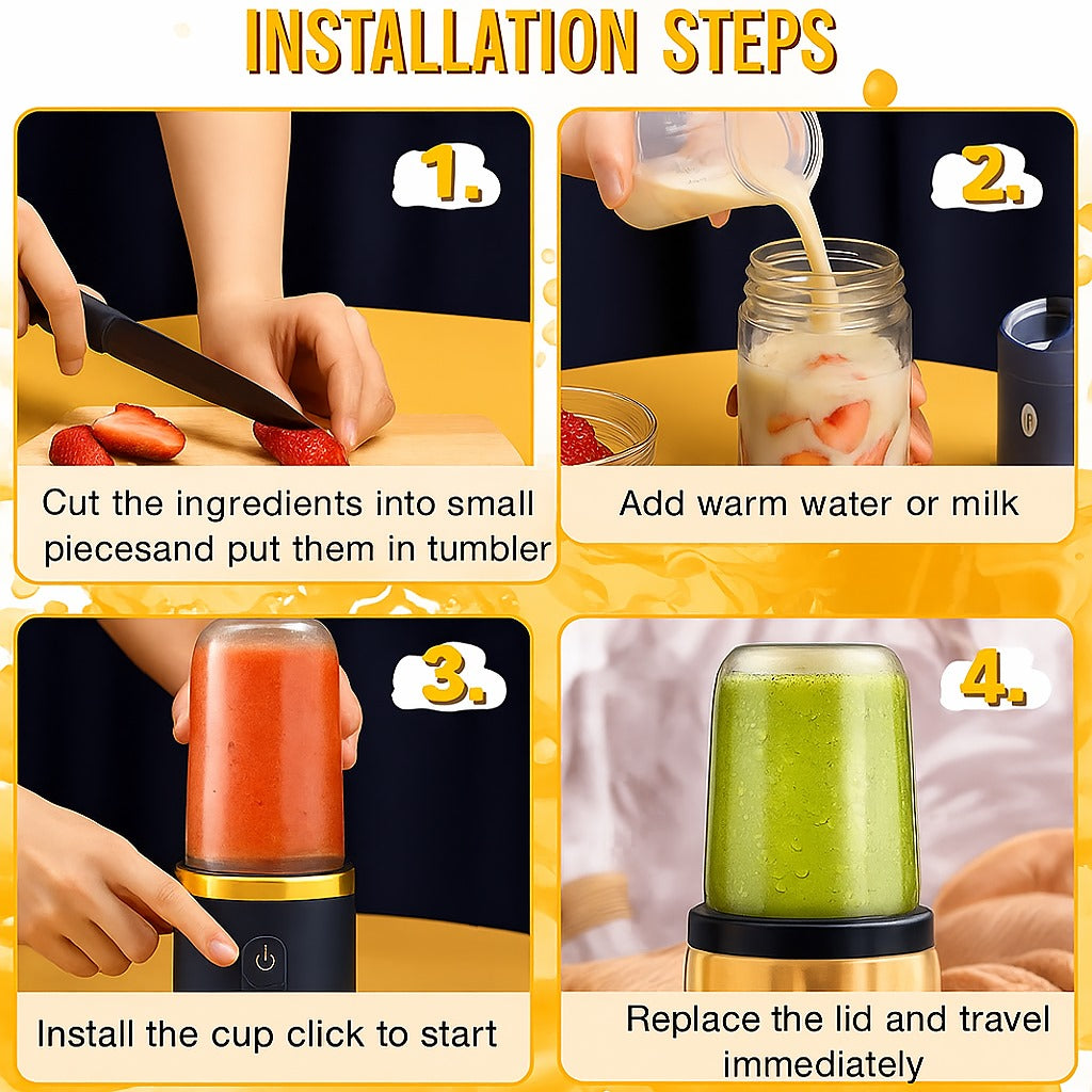 Portable Juicer – Fresh Juice Anytime, Anywhere - Enjoy fresh, healthy juice on the go with this compact, USB-powered portable juicer—perfect for home, office, or travel.