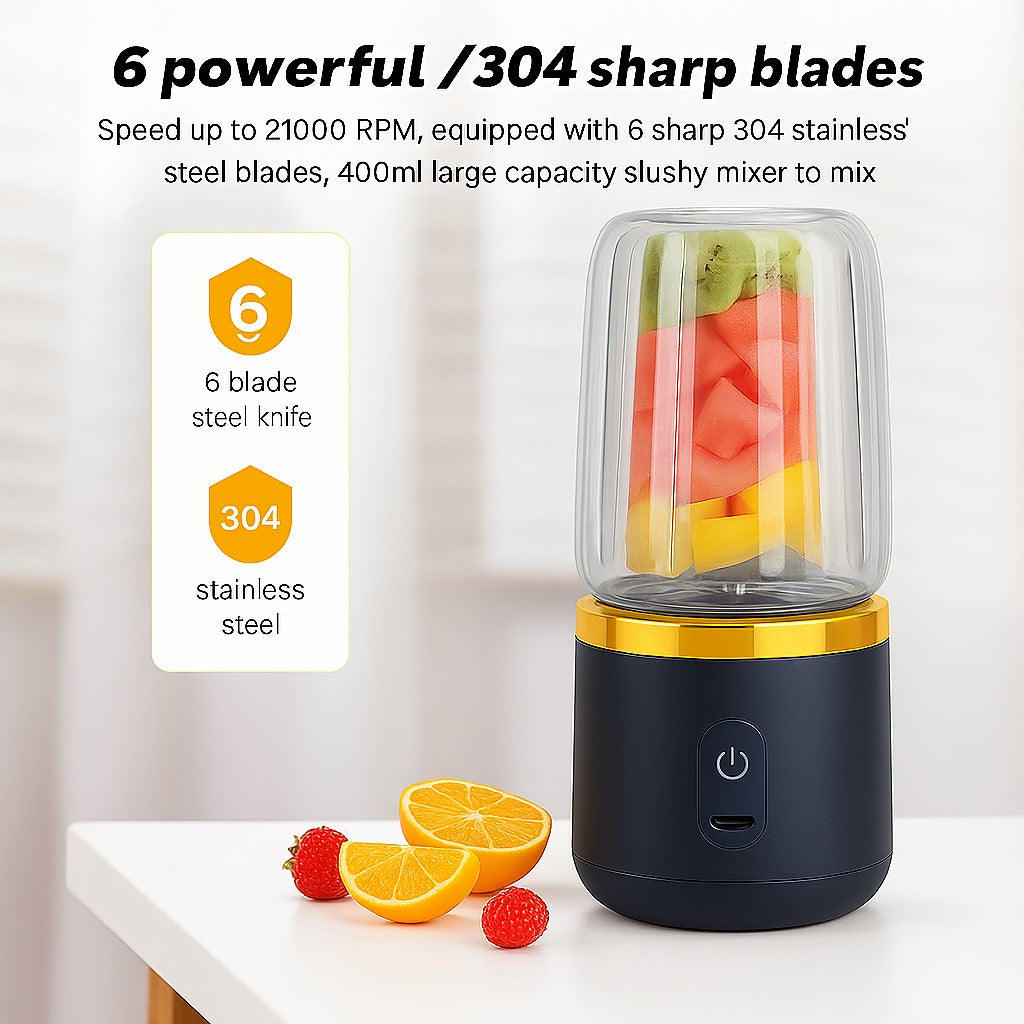 Portable Juicer – Fresh Juice Anytime, Anywhere - Enjoy fresh, healthy juice on the go with this compact, USB-powered portable juicer—perfect for home, office, or travel.