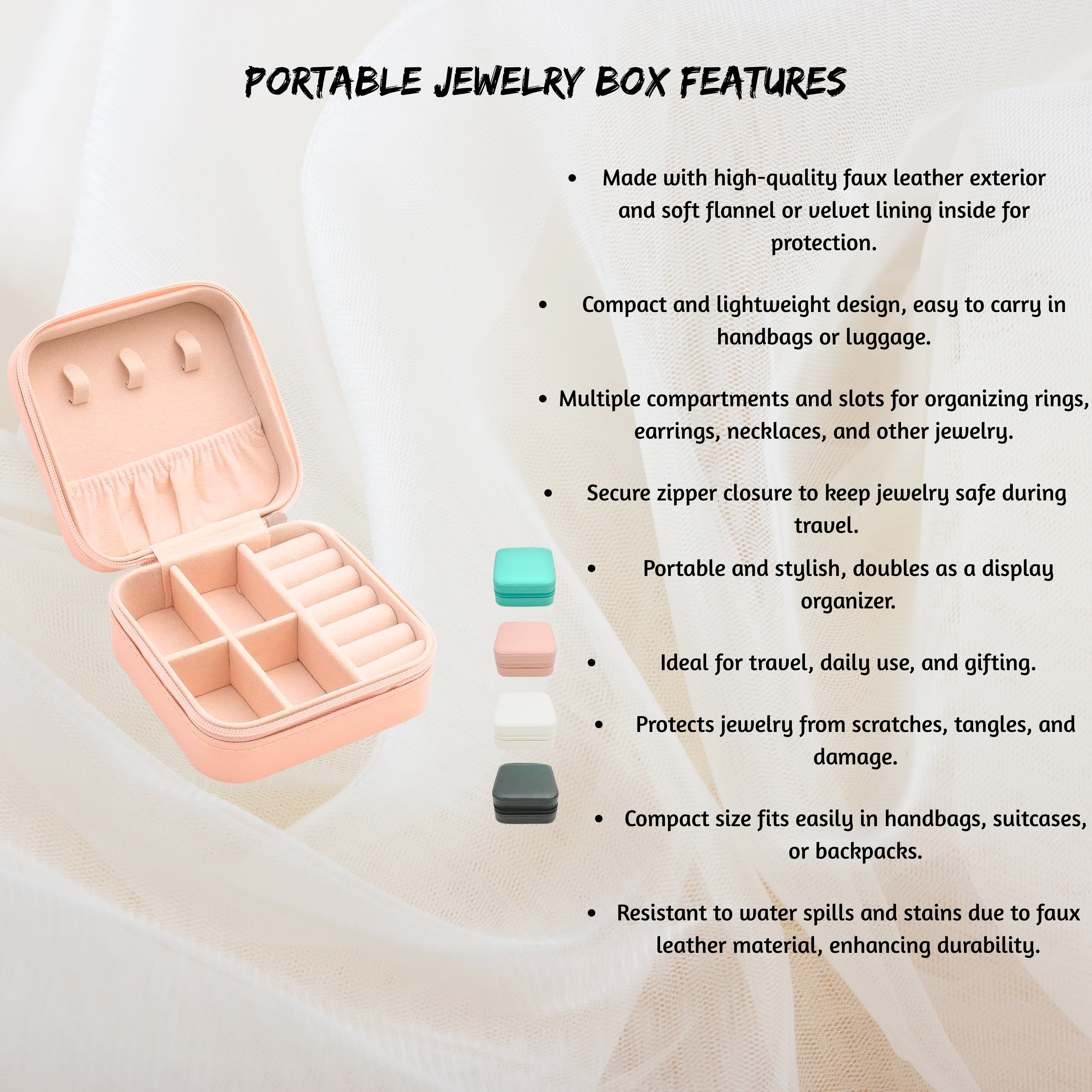 Cute & Compact Jewellery Box – Stylish Storage for Your Precious Jewellery Like Studs, Earrings, Chains and Bracelet